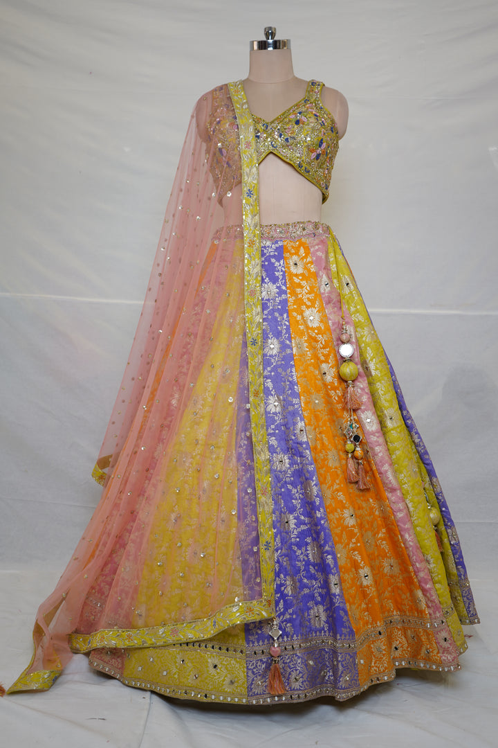 Multicolor Festive Lehenga Set with Embroidered Blouse & Soft Net Dupatta