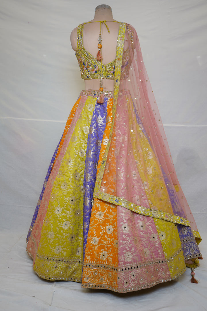 Multicolor Festive Lehenga Set with Embroidered Blouse & Soft Net Dupatta