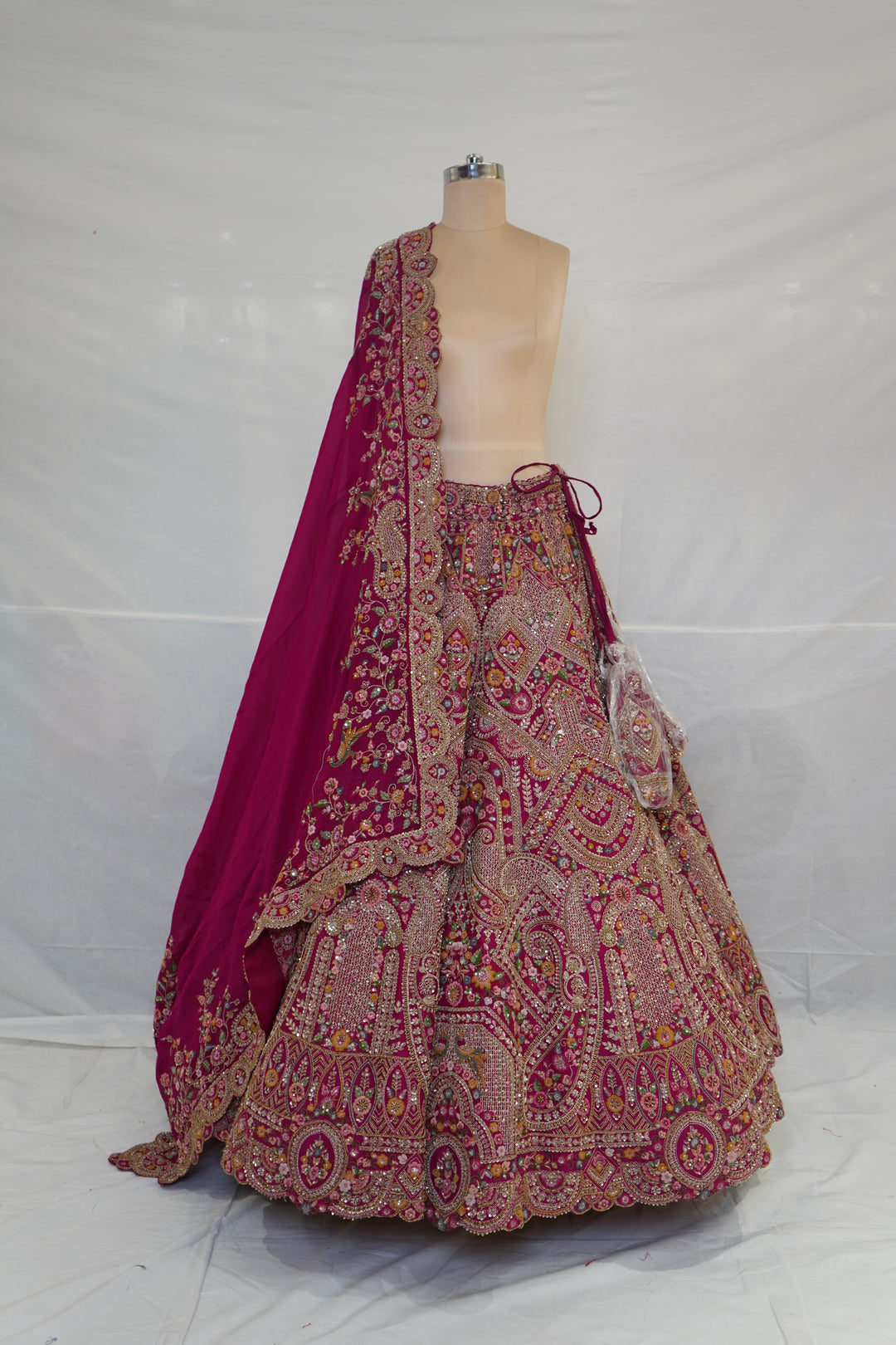 Royal Magenta Bridal Lehenga Set with Heritage Zardozi Embroidery & Regal Motifs