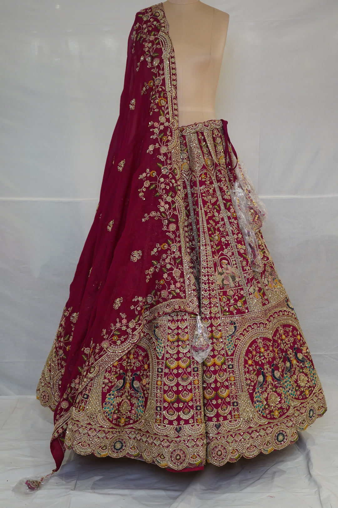 Royal Fuchsia Pink Bridal Lehenga Set with Peacock Motifs & Heritage Zari Embroidery