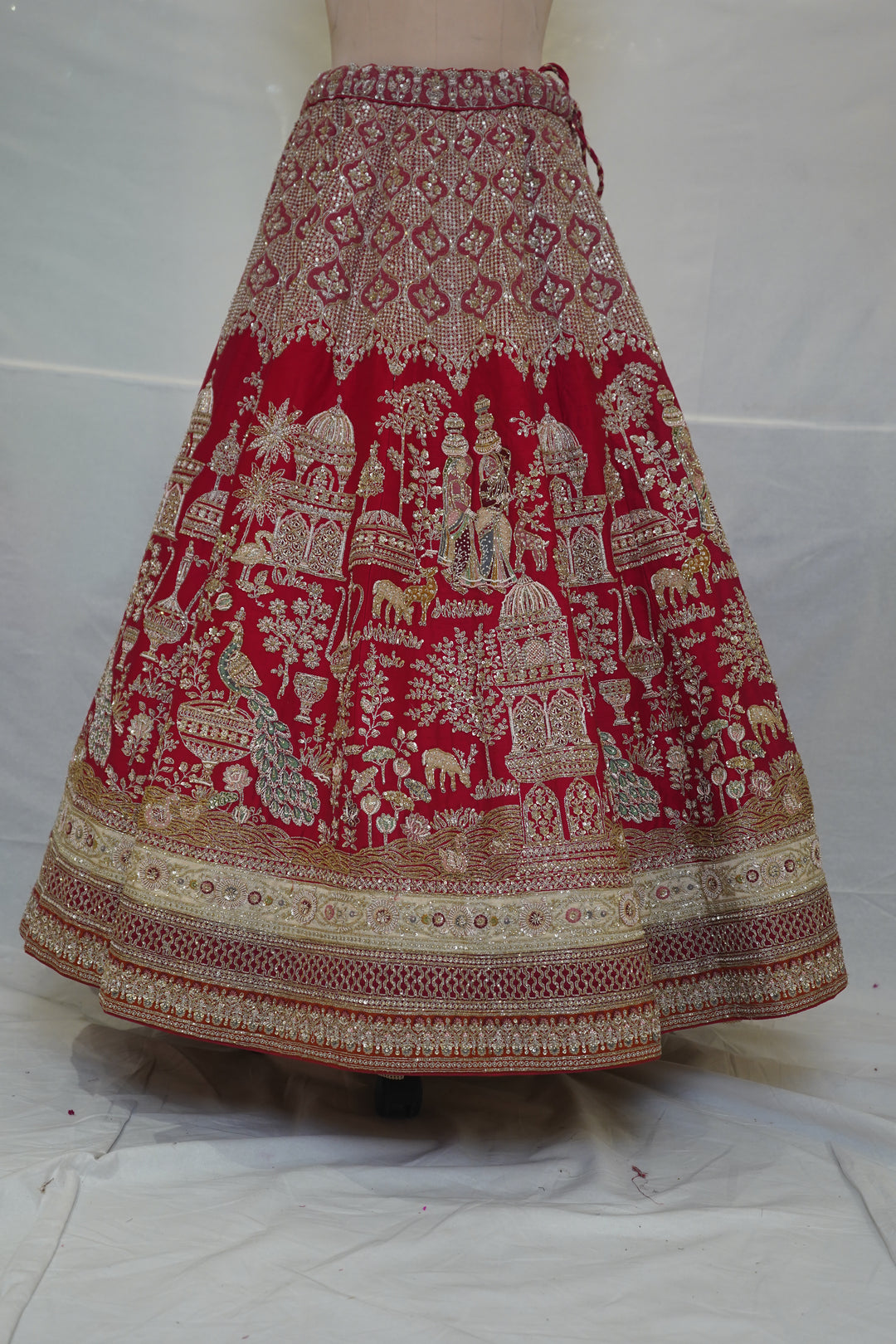 Royal Crimson Red Bridal Lehenga Set with Heritage Zari Embroidery & Designer Net Dupatta