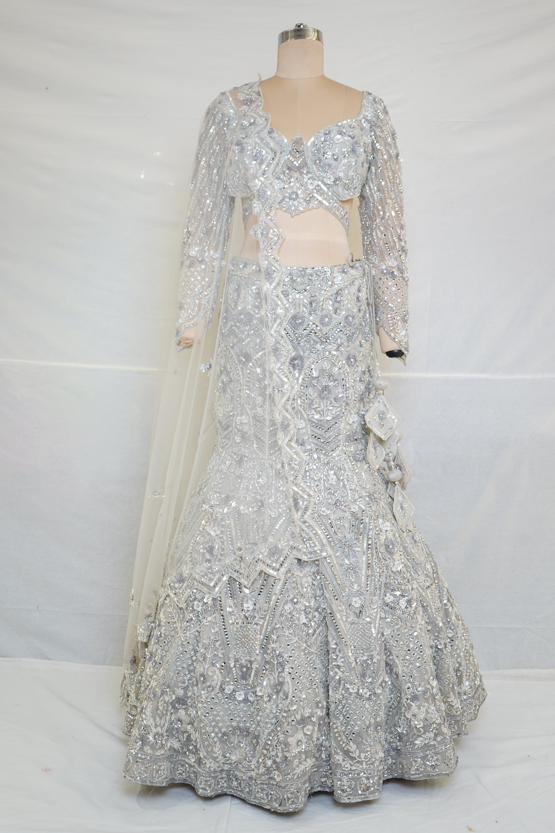 Ivory White Heavy Embroidered Designer Lehenga Set