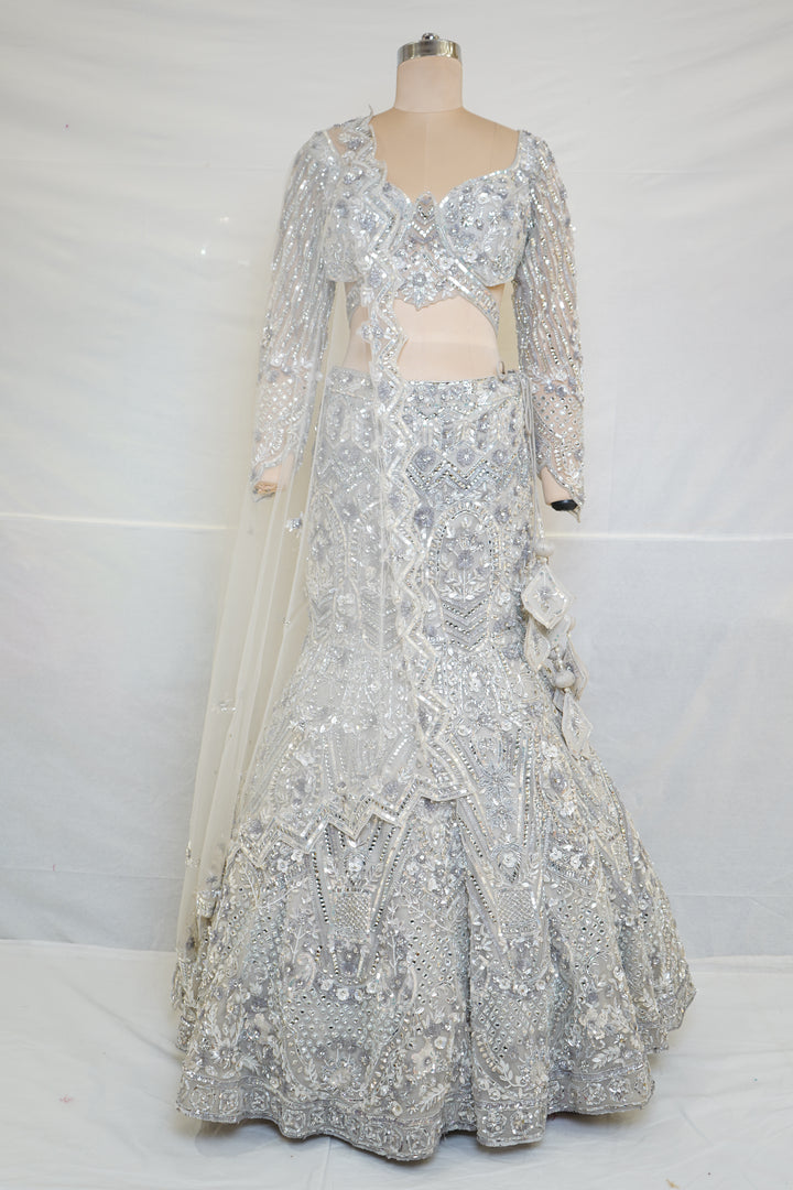 Ivory White Heavy Embroidered Designer Lehenga Set