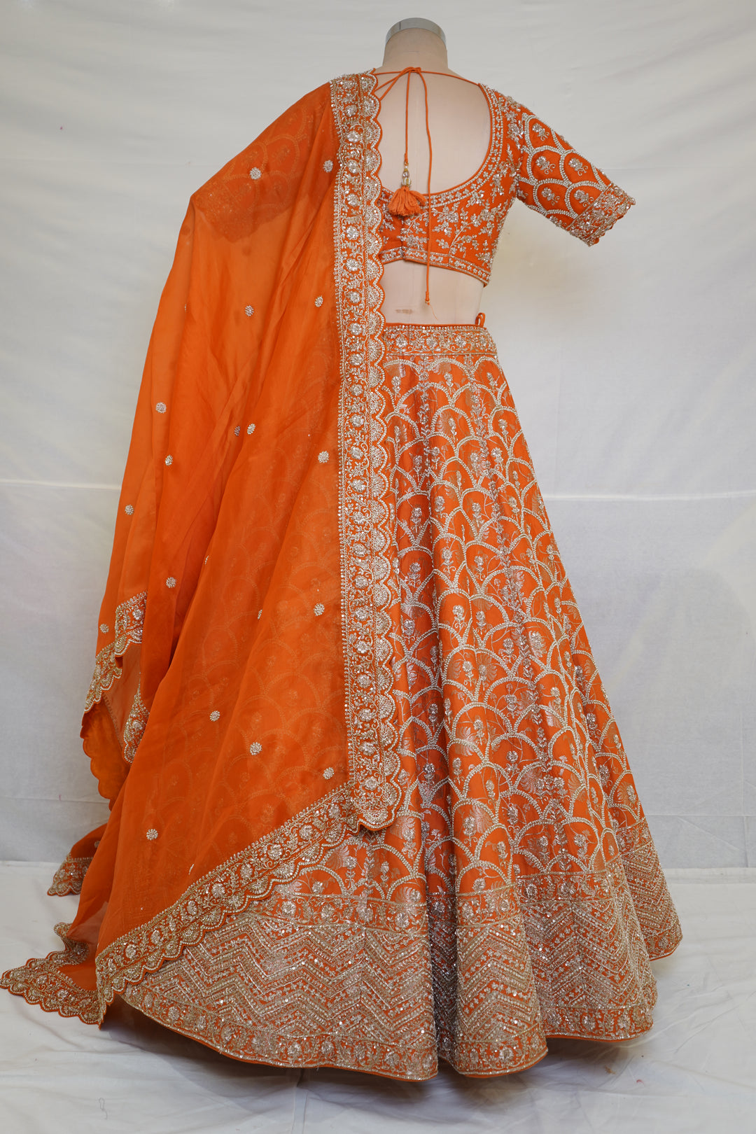 Orange Embroidered Designer Lehenga Choli with Net Dupatta
