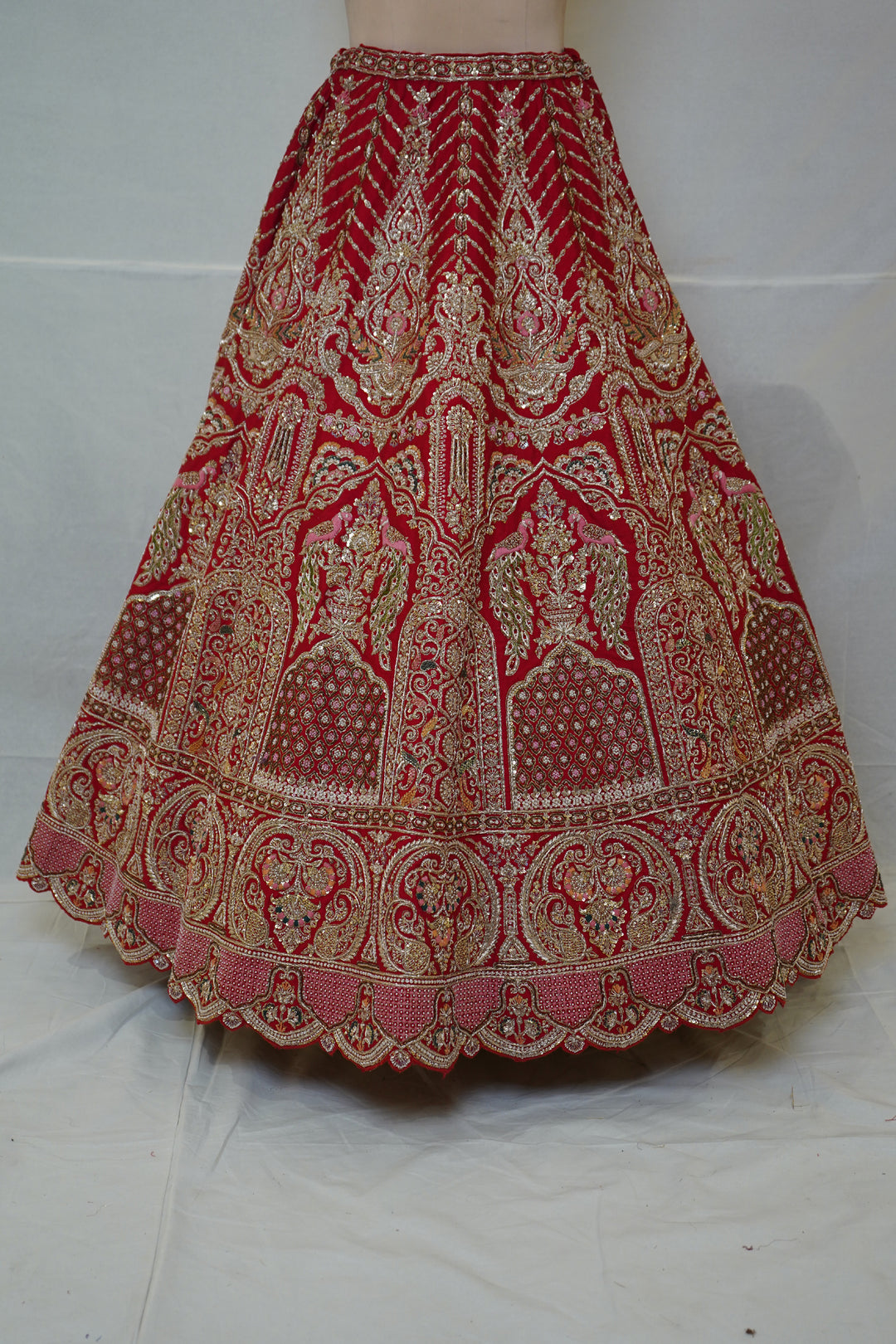 Royal Maroon Bridal Lehenga Set with Heritage Zari Embroidery & Designer Scalloped Net Dupatta