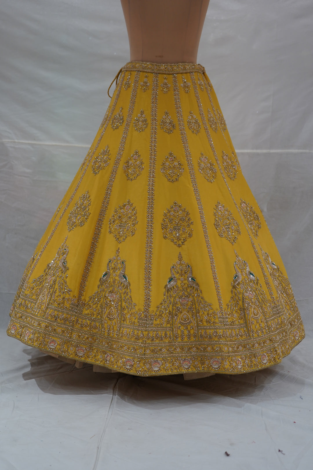 Mustard Yellow Designer Silk Lehenga Set with Heavy Zari Embroidery & Net Dupatta