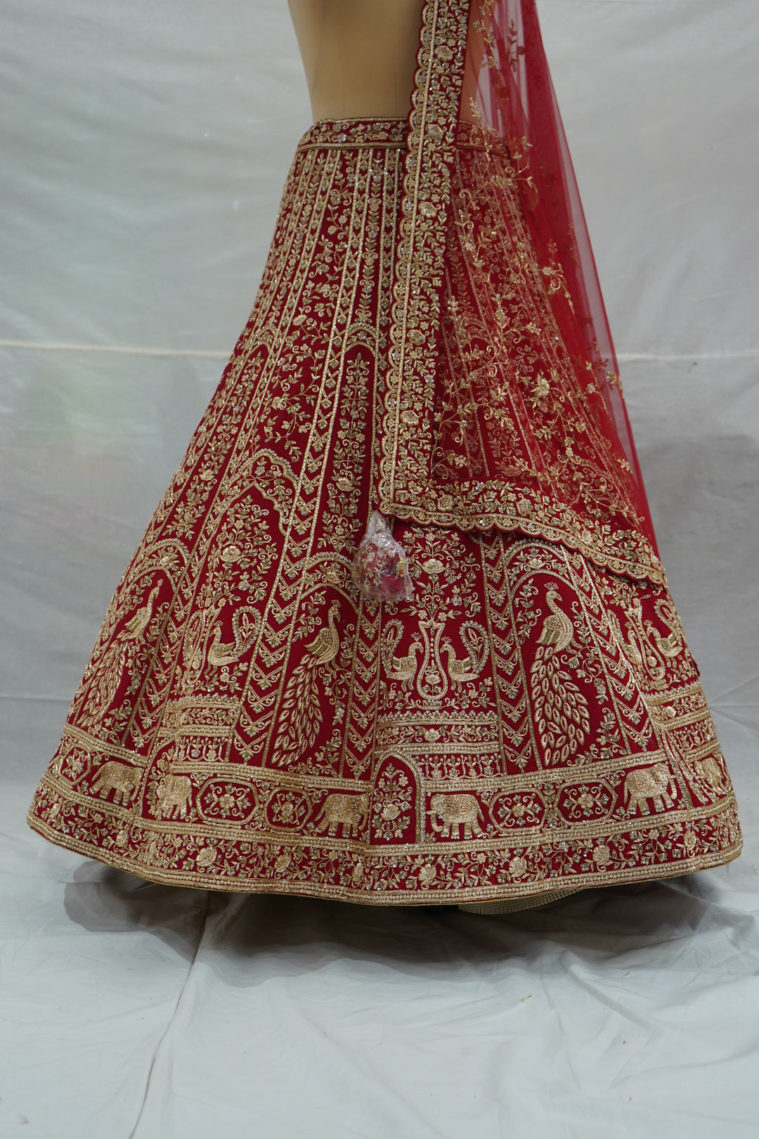Royal Bridal Red Designer Lehenga Set with Heavy Zari Embroidery & Net Dupatta
