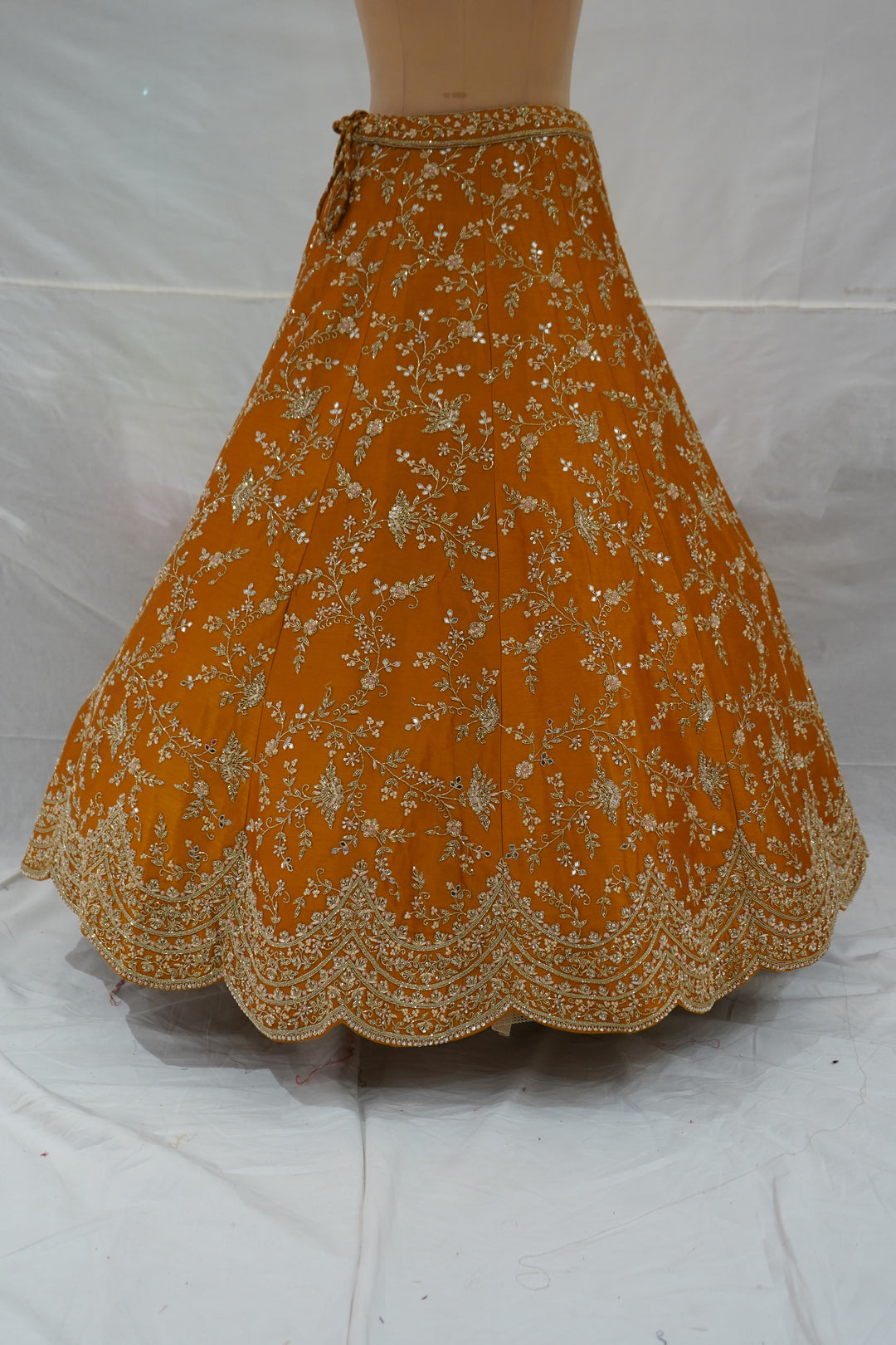 Mustard Yellow Designer Bridal Lehenga Set with Heavy Zari Embroidery & Net Dupatta