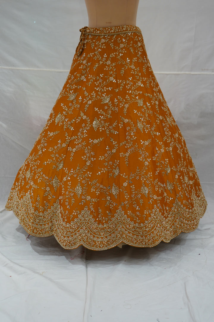 Mustard Yellow Designer Bridal Lehenga Set with Heavy Zari Embroidery & Net Dupatta