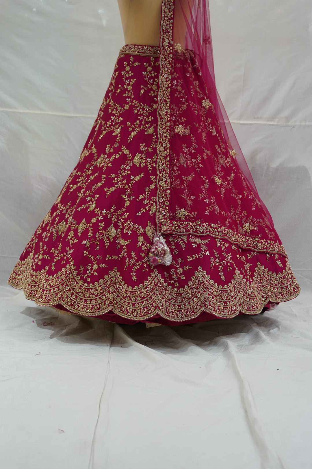 Royal Rani Pink Embroidered Silk Lehenga Set with Net Dupatta