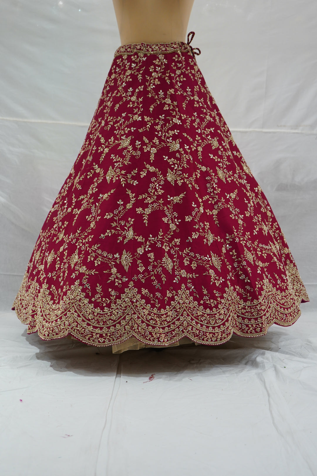 Royal Wine Embroidered Silk Lehenga Set with Designer Net Dupatta