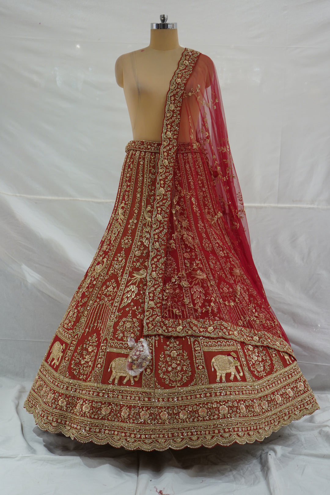 Royal Rust Orange Bridal Lehenga Set with Heritage Zari Embroidery & Net Dupatta