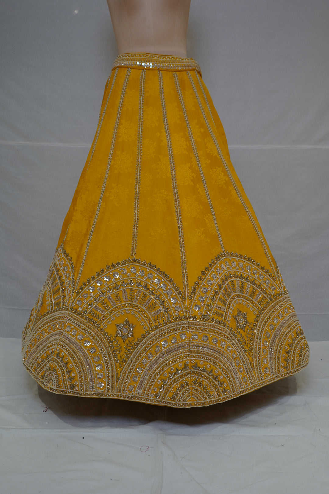 Mustard Yellow Designer Embroidered Lehenga Set with Organza Dupatta