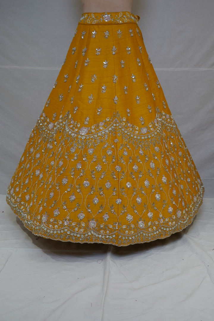 Sunshine Yellow Designer Embroidered Lehenga Set with Organza Dupatta