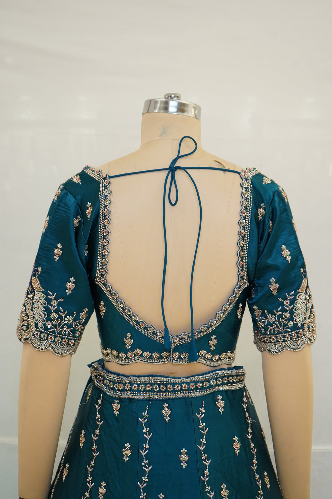 Teal Blue Designer Lehenga Set with Zari Embroidery & Regal Embellished Dupatta