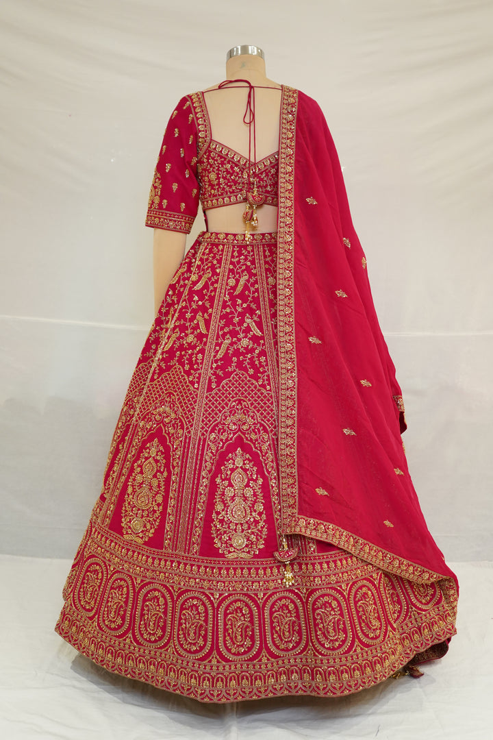Rani Pink Bridal Lehenga Set with Royal Zari Embroidery & Designer Dupatta