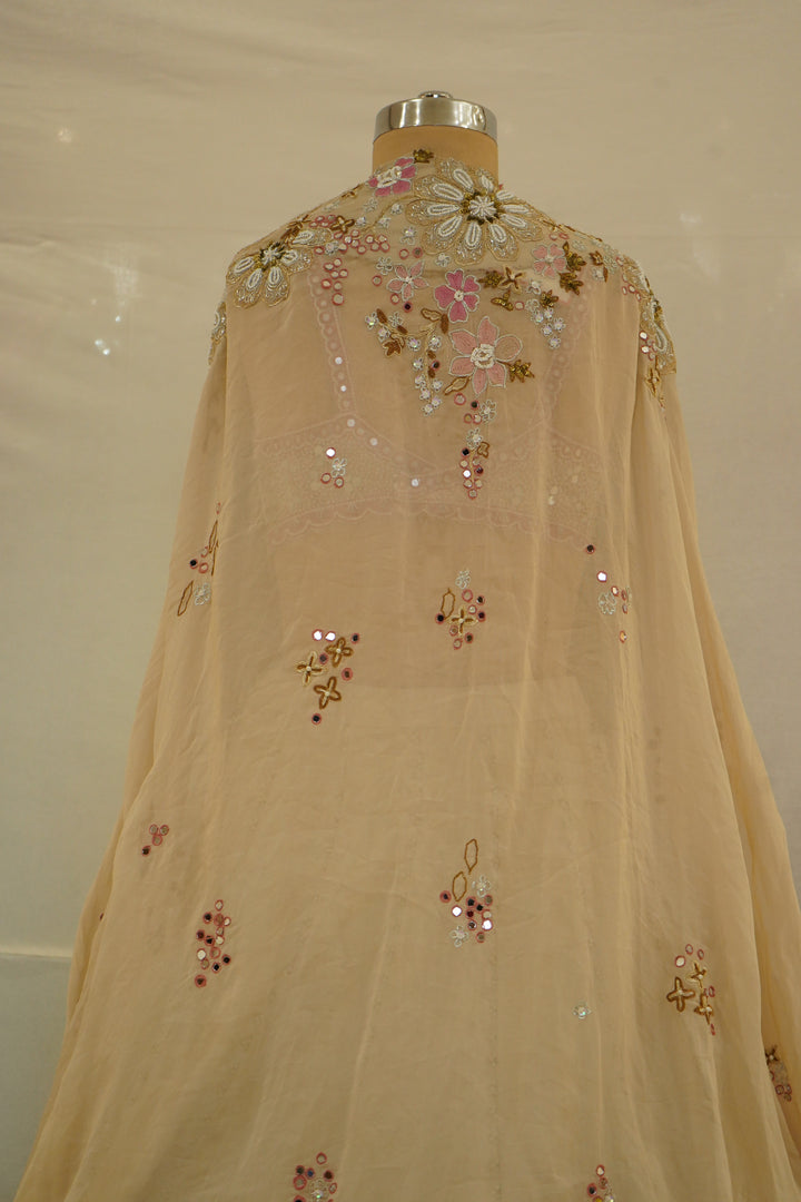 Blush Ivory Floral Embroidered Designer Lehenga Set