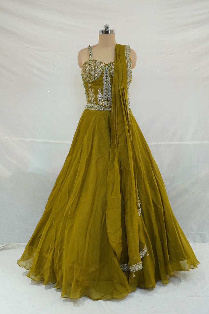 Mustard Gold Embellished Designer Lehenga Set