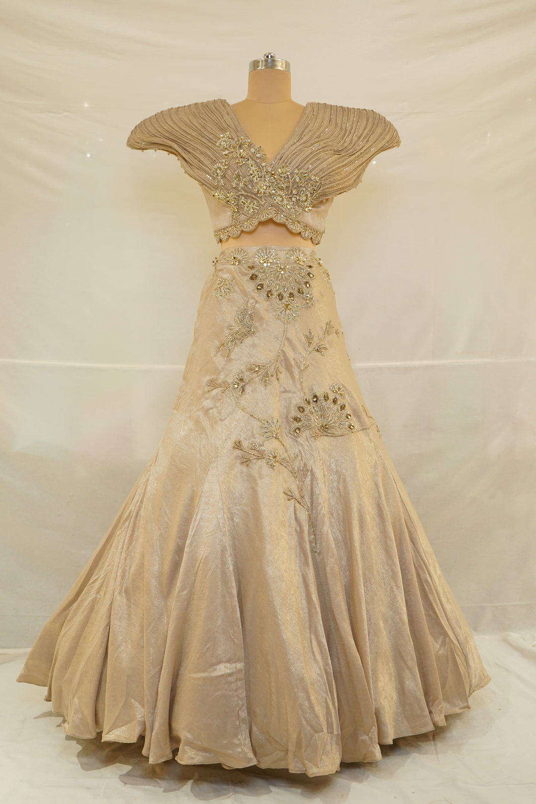 Champagne Gold Couture Embroidered Lehenga Set