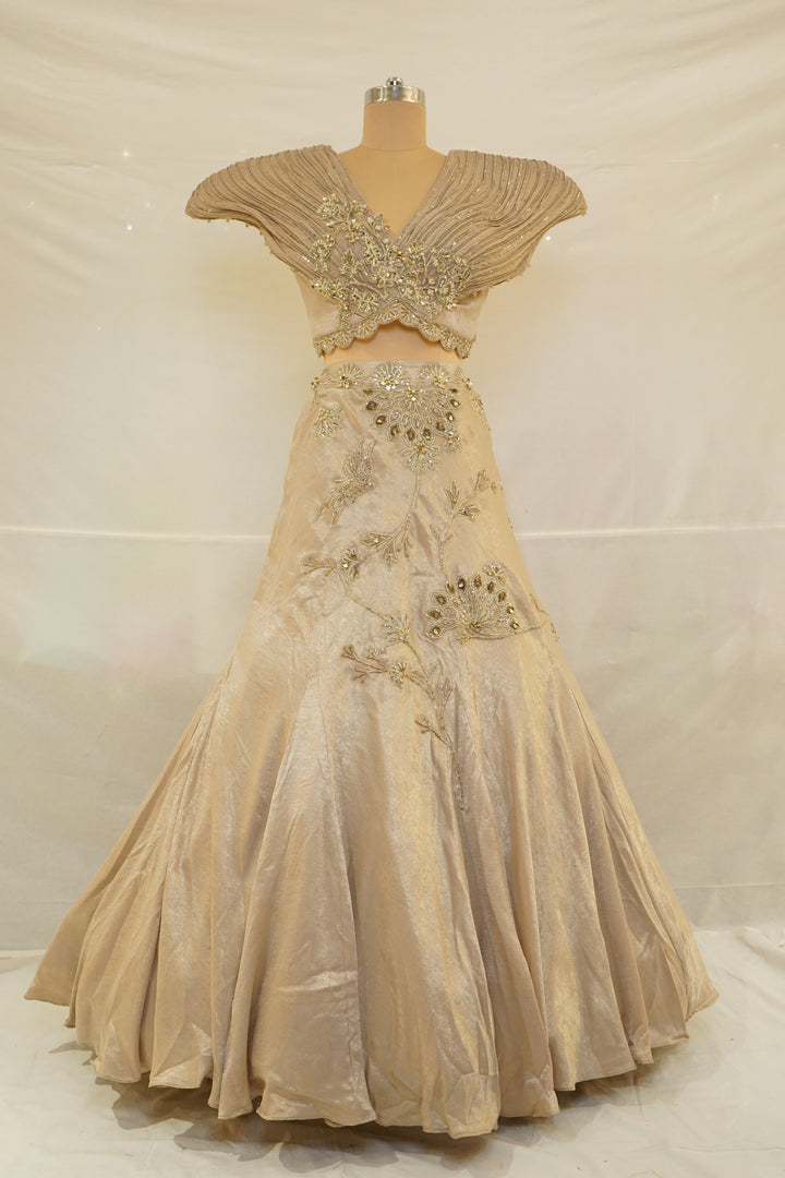 Champagne Gold Couture Embroidered Lehenga Set