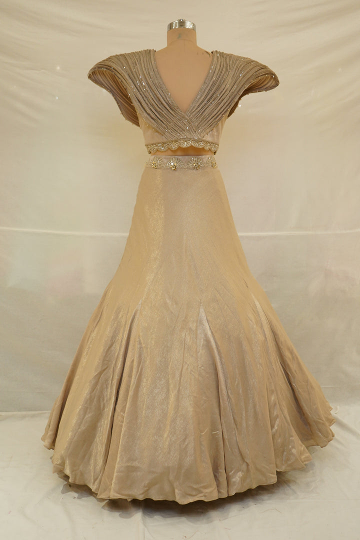 Champagne Gold Couture Embroidered Lehenga Set