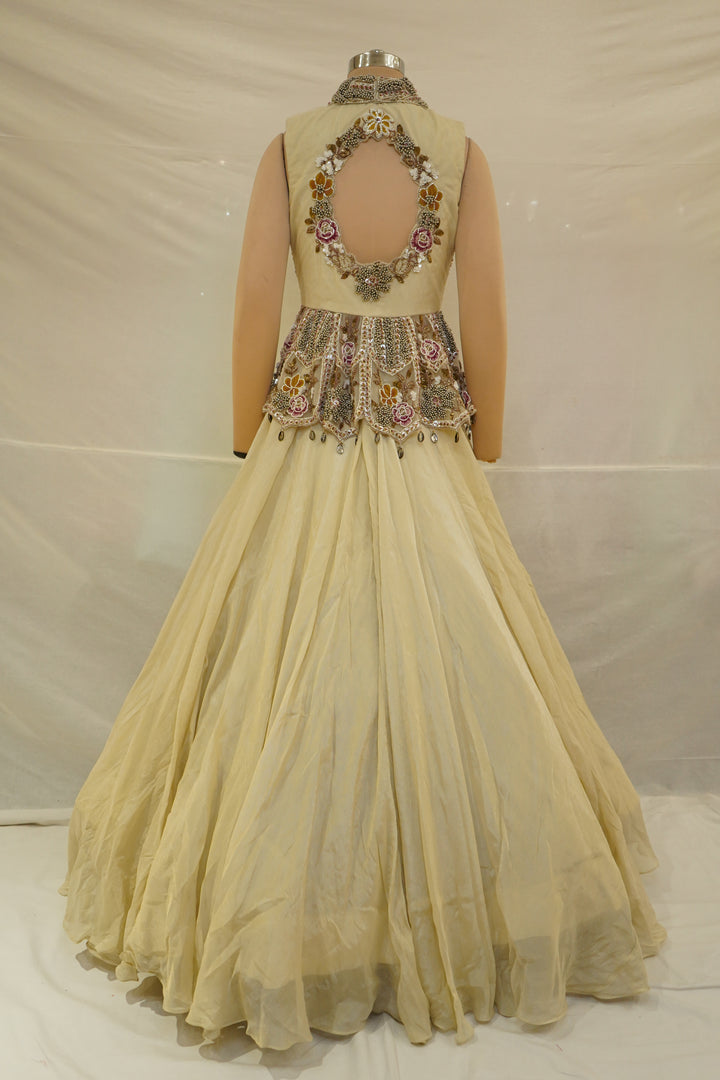 Ivory Floral Embroidered Designer Lehenga Set