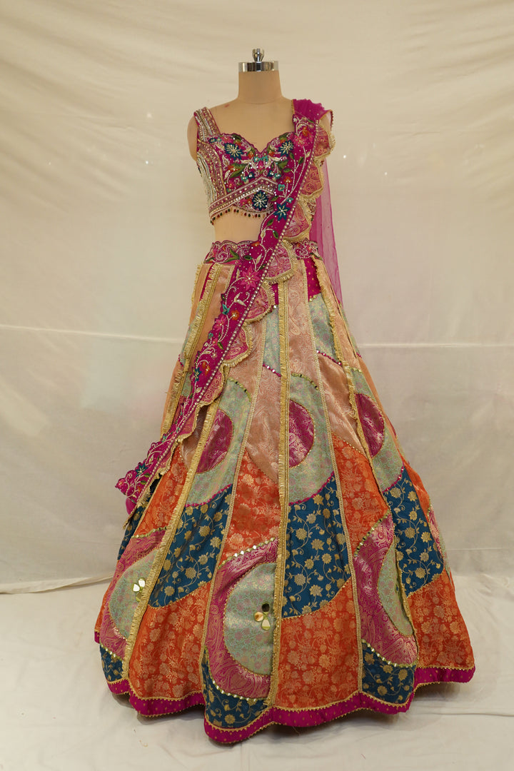 Rani Pink Heritage Patchwork Designer Lehenga Set