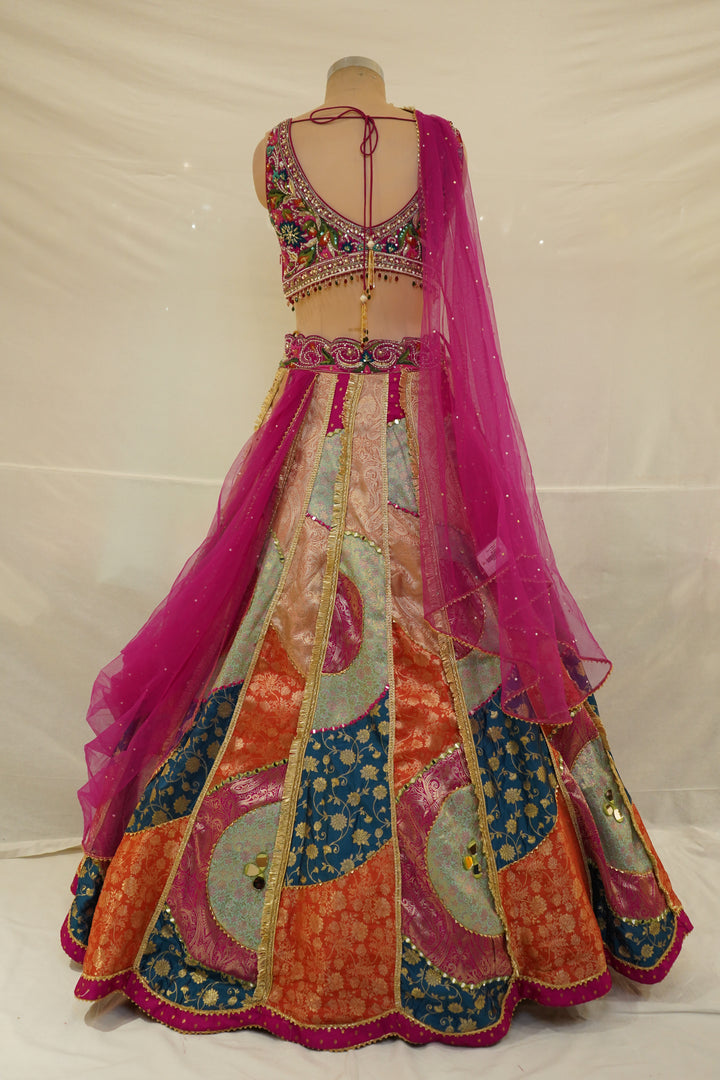 Rani Pink Heritage Patchwork Designer Lehenga Set