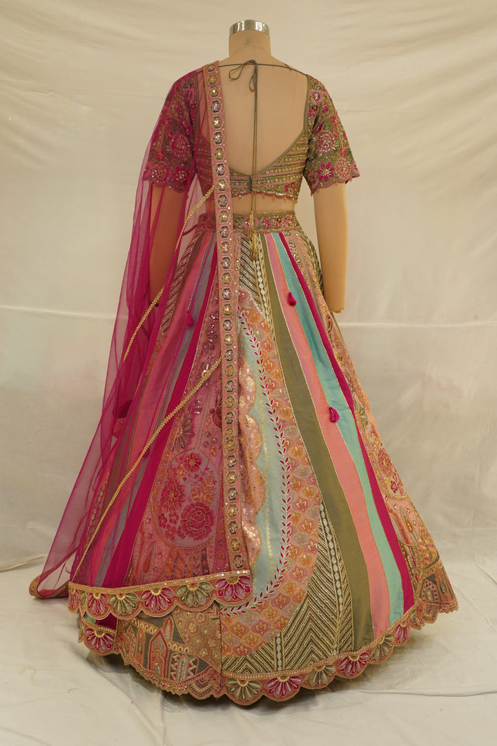 Pastel Heritage Panel Embroidered Designer Lehenga Set