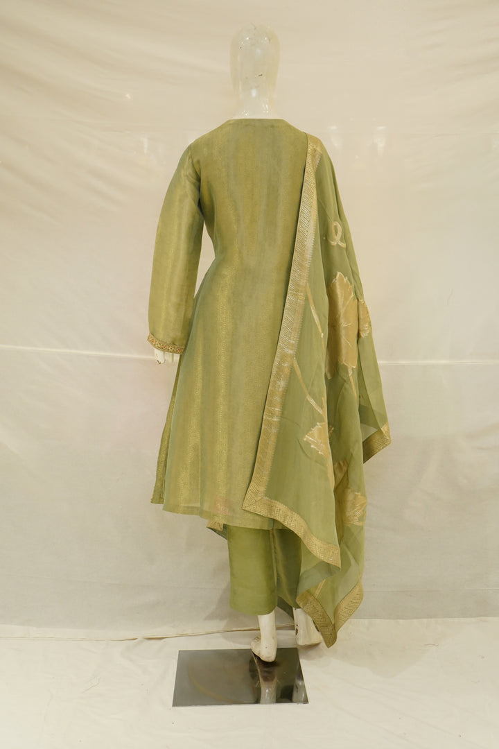 Sage Green Embroidered Straight Kurta Set with Dupatta