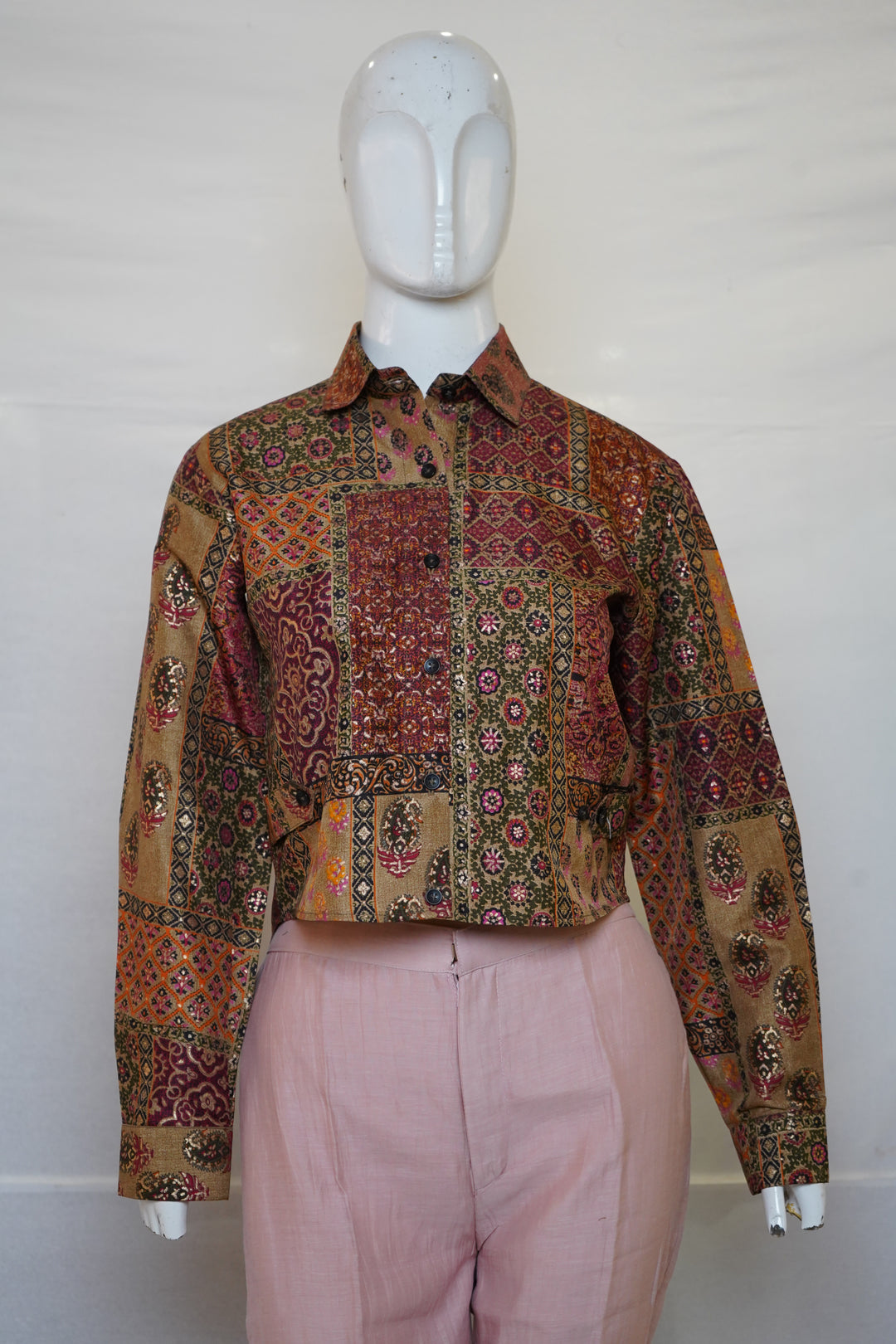 Multicolor Printed Crop Shirt Top