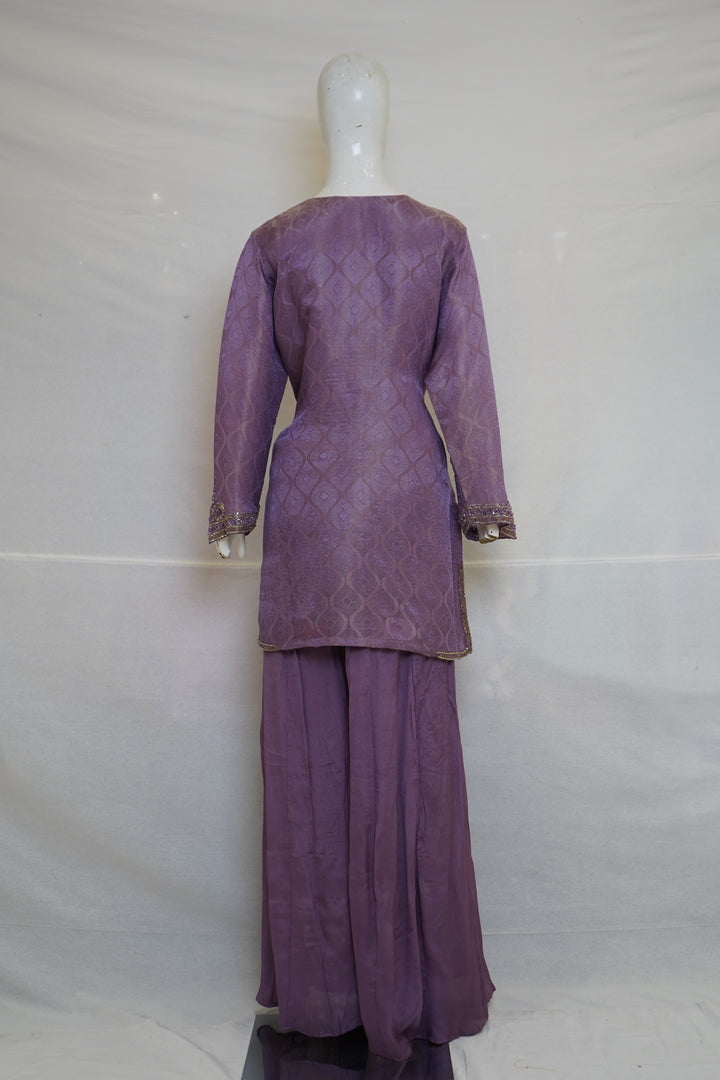 Blush Pink Embroidered Designer Kurta Sharara Set
