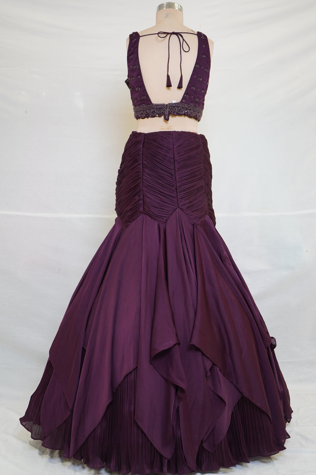 Wine Purple Designer Party Wear Mermaid Lehenga Set