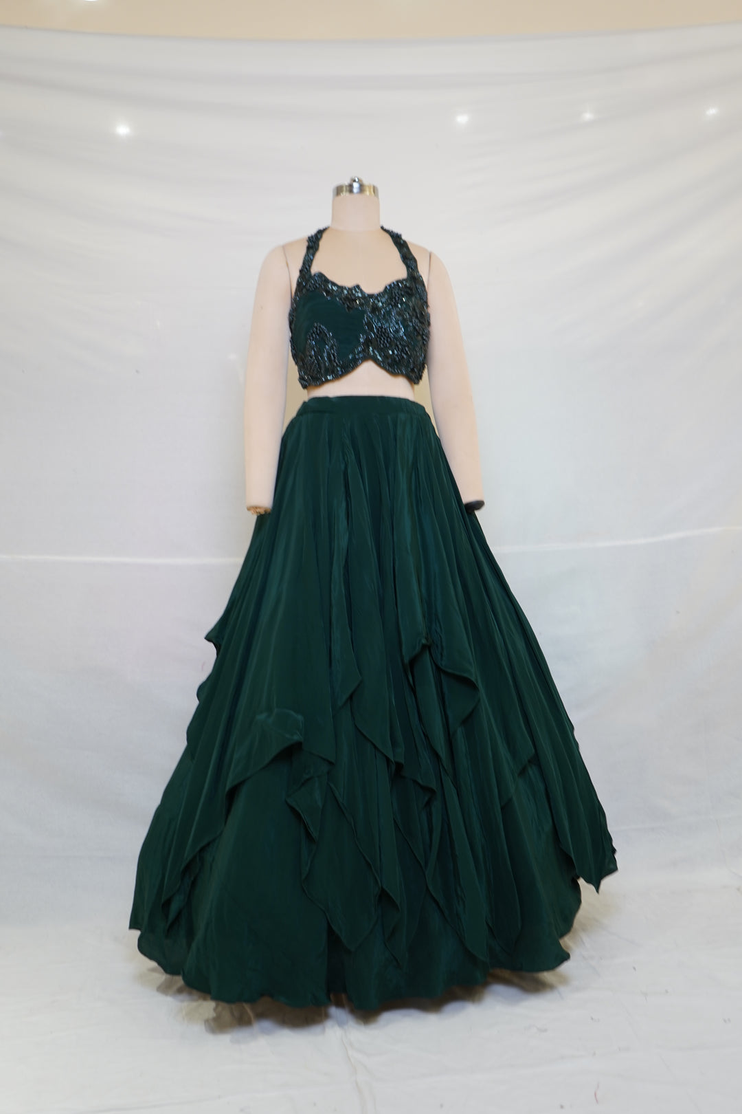 Emerald Green Designer Party Wear Lehenga Set