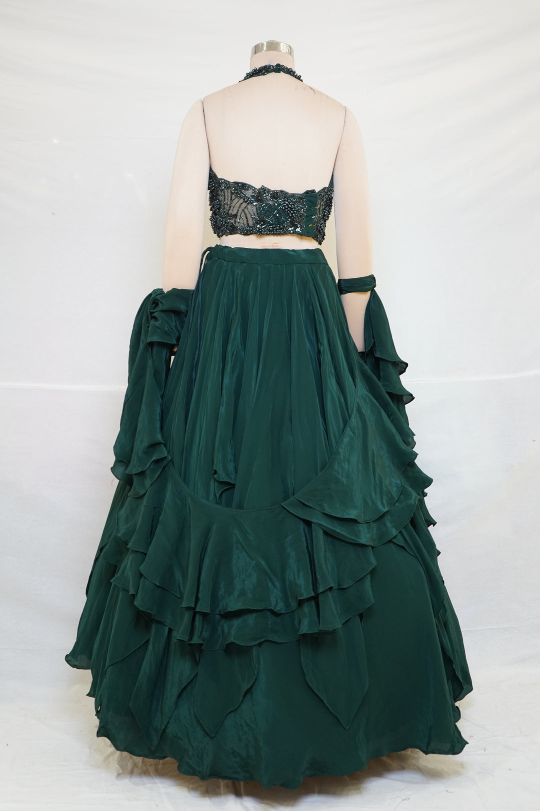 Emerald Green Designer Party Wear Lehenga Set
