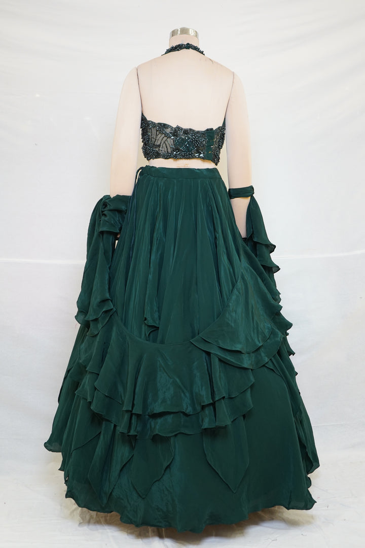 Emerald Green Designer Party Wear Lehenga Set