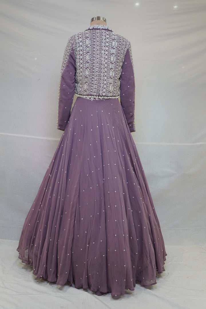 Dusty Lavender Designer Party Wear Lehenga Set with Jacket