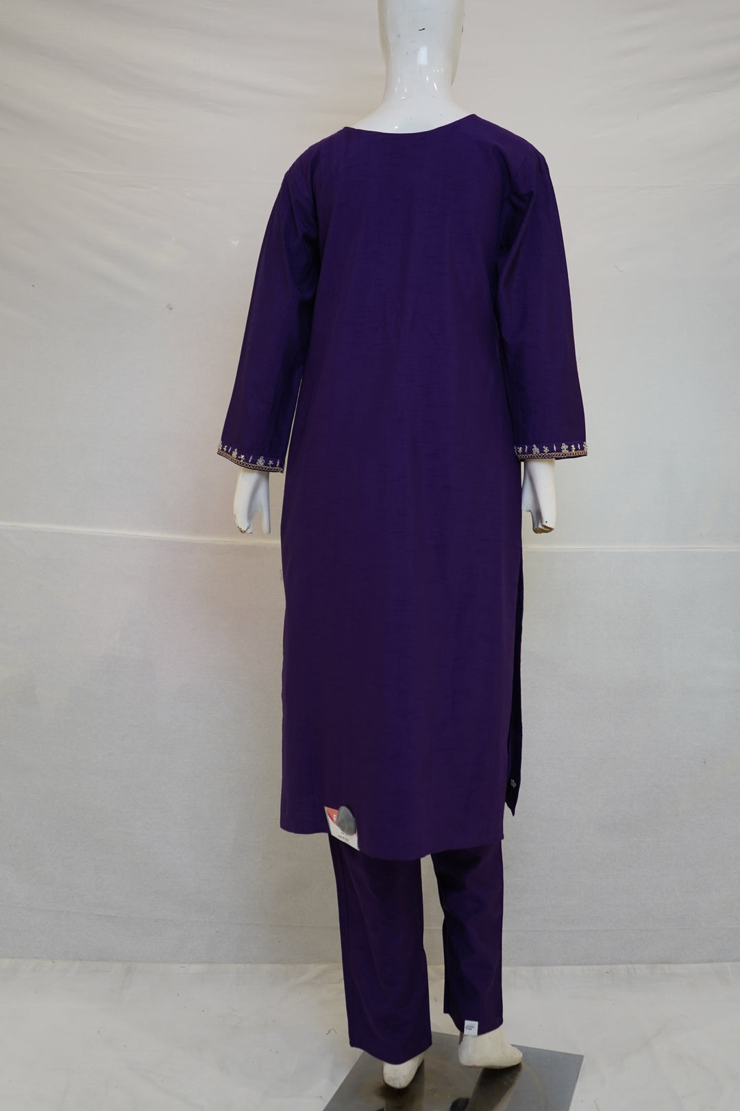 Royal Purple Embroidered Kurta Set with Organza Dupatta