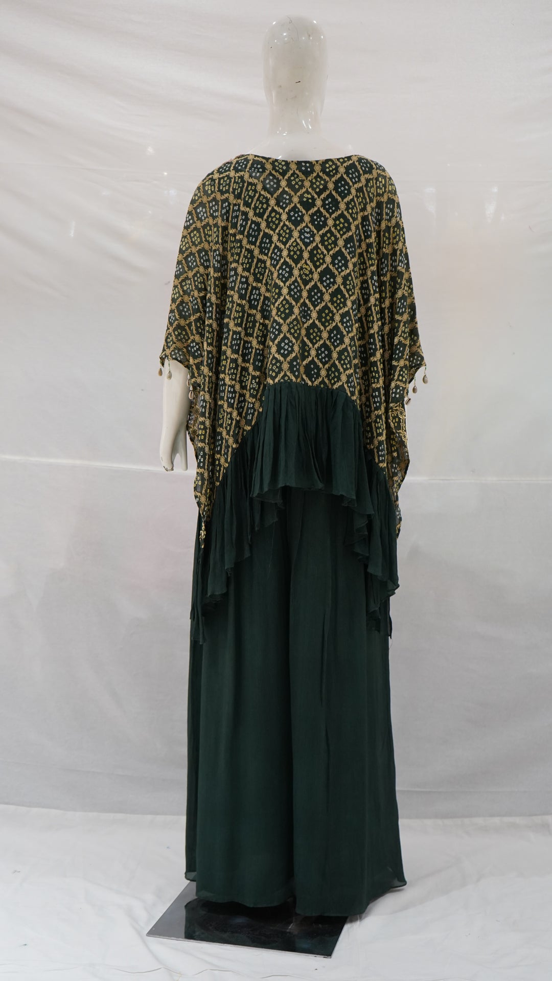 Bottle Green Handwork Kaftan Palazzo Set