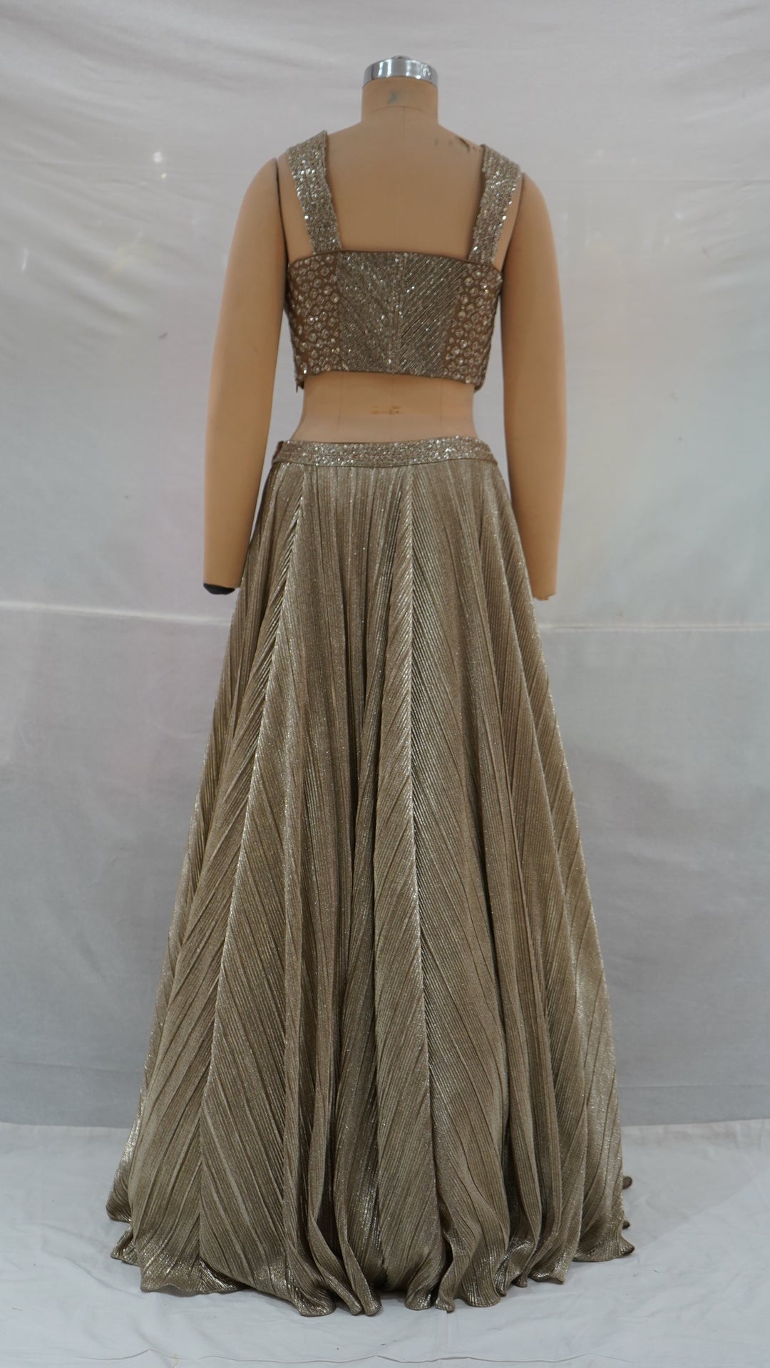 Champagne Gold Handwork Choli Lehenga Set with Dupatta