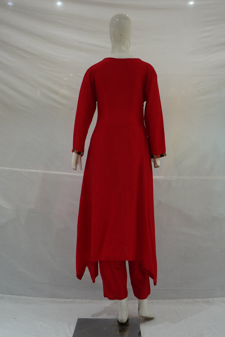 Red Handwork Kurta Pant Set