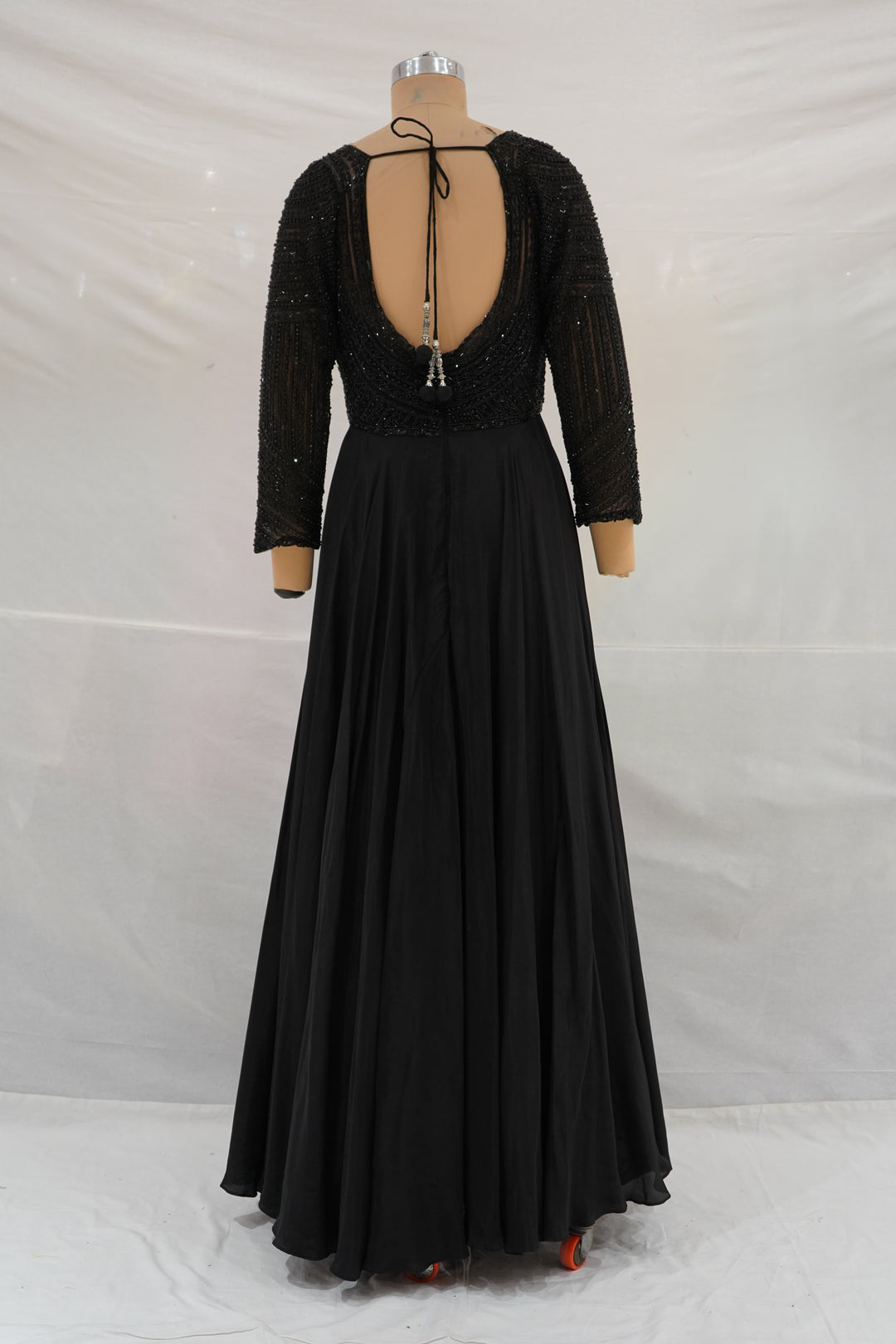 Midnight Black Hand Embellished Evening Gown