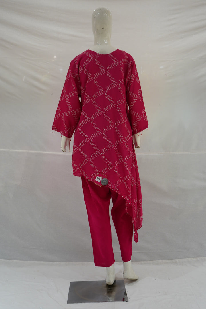 Rani Pink Embroidered Asymmetric Co-ord Set