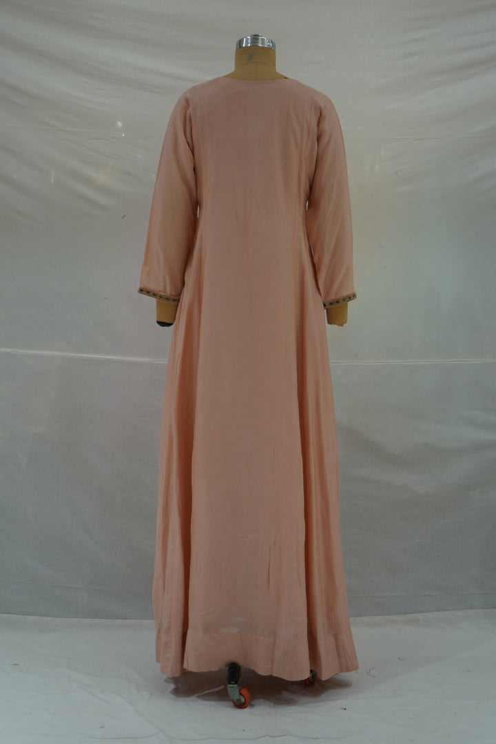 Peach Floral Embroidered Anarkali Gown