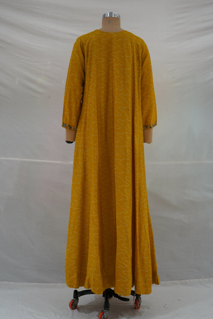 Mustard Yellow Embroidered Anarkali Gown