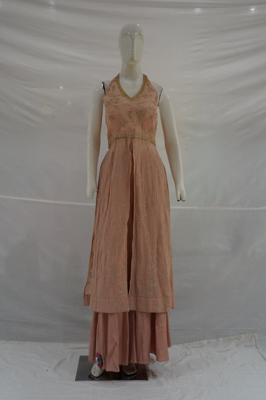 Peach Handwork Anarkali Kurta with Palazzo Set