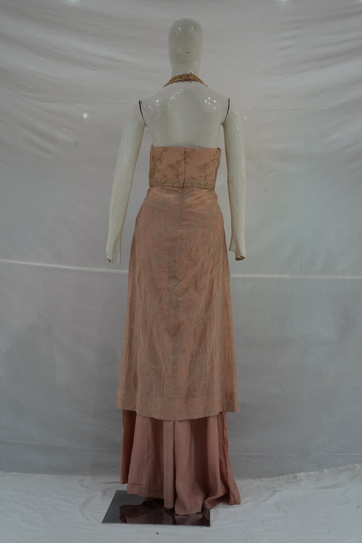 Peach Handwork Anarkali Kurta with Palazzo Set