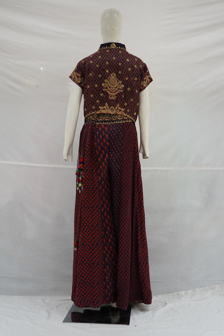 Printed Indo-Western Co-Ord Set with Designer Shirt Top