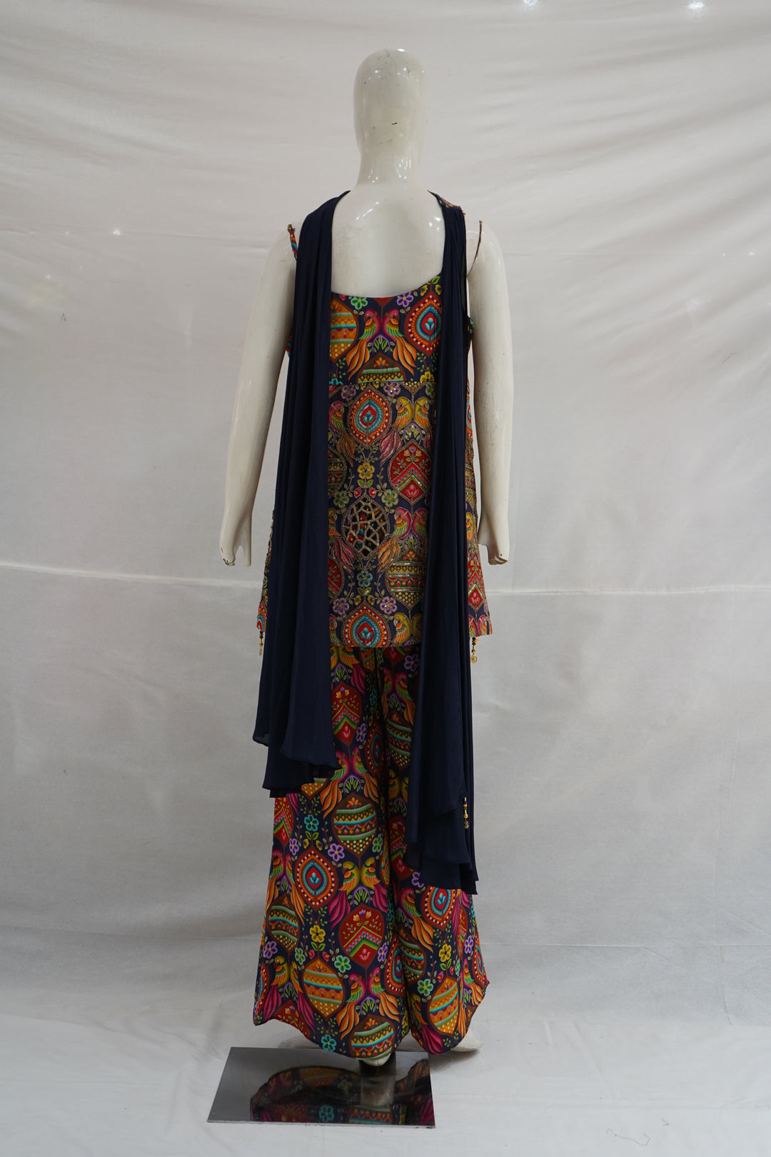 Multicolor Printed Indo-Western Pant Set with Dupatta