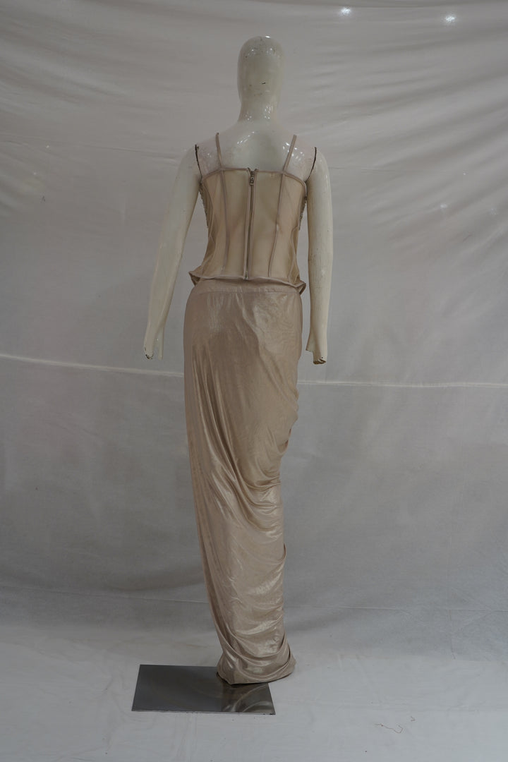 Embellished Corset Top with Draped Skirt Set